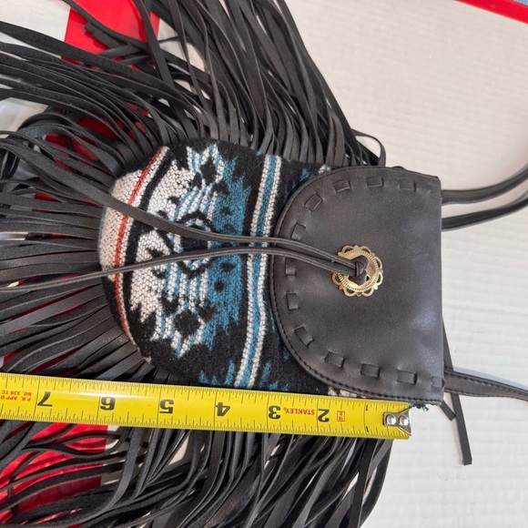 Bohemian Black and Multicolor Fringe Crossbody Bag - Picture 6 of 7
